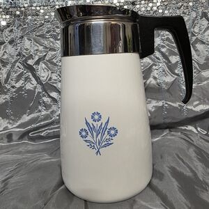 Corningware White Carafe with Blue Floral Motif